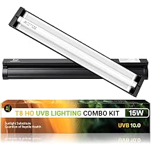 T8 10.0 UVB Reptile Light Fixture Kit 15W 18", with UV Sensor Card