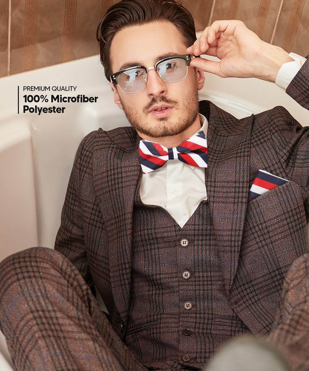 Striped Bow Tie & Pocket Square Set