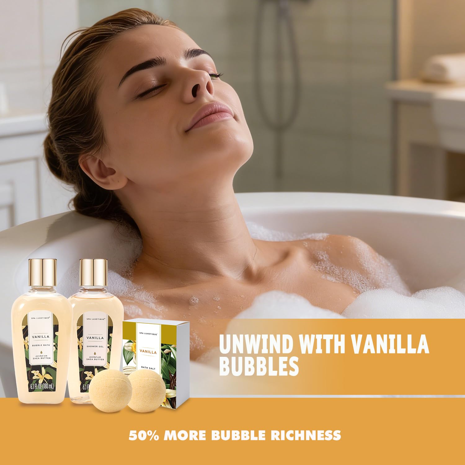 spa luxetique Bath Sets for Women Gift - 10PCS Vanilla Spa Kit, Spa Gift Baskets for Her Birthday, Mother's Day Gifts for Women, Mother, Wife, Girlfriends - Image 2