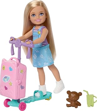 Barbie Club Chelsea Limitless Adventure Doll & Accessories | Small Doll with Scooter Suitcase, Including Travel-Themed Accessories, Ages 3+