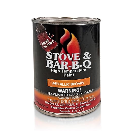 Stove Bright TI-8144 High Temperature Brush On Paint, 1200 Degree F Operating Temperature Range, 12 oz Aerosol, Metallic Brown