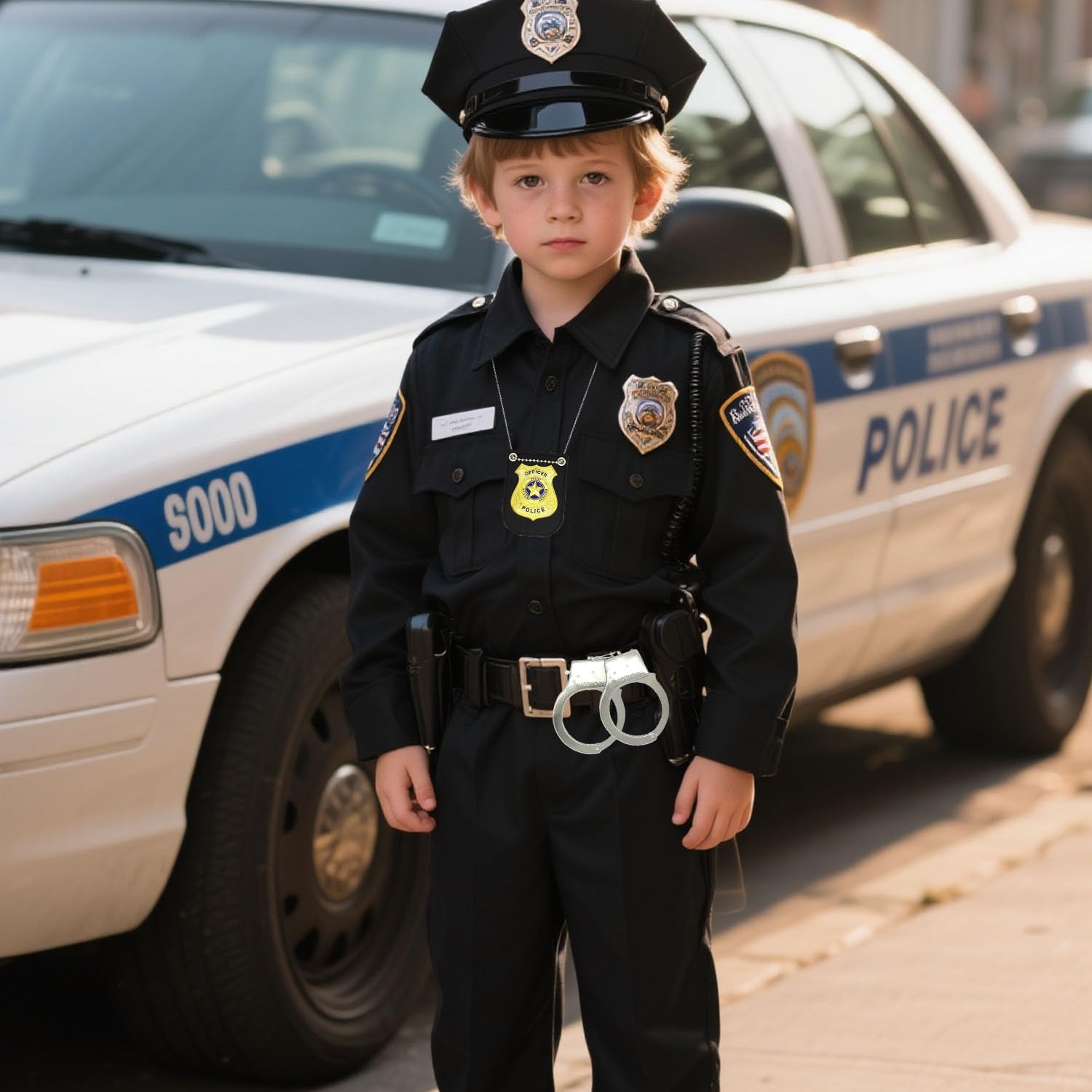 Bagtopia Police Costume Accessories for Adult Men Women Boys Kids 2 Pcs Police Officer Costume Set, Cop Handcuffs - Image 2