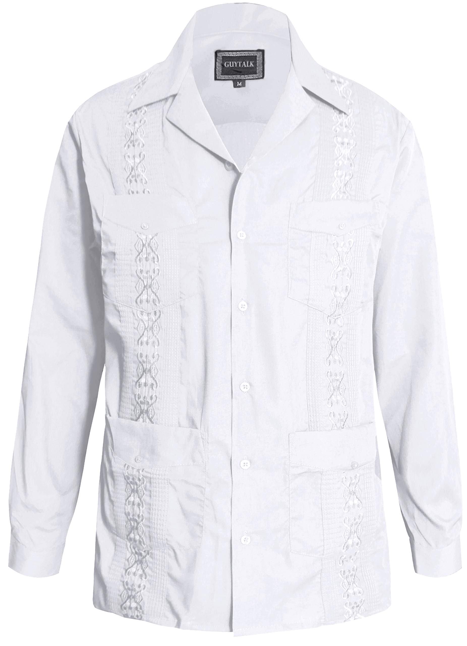 Guytalk Men's Cuban Guayabera Button-Down Long Sleeve Shirt