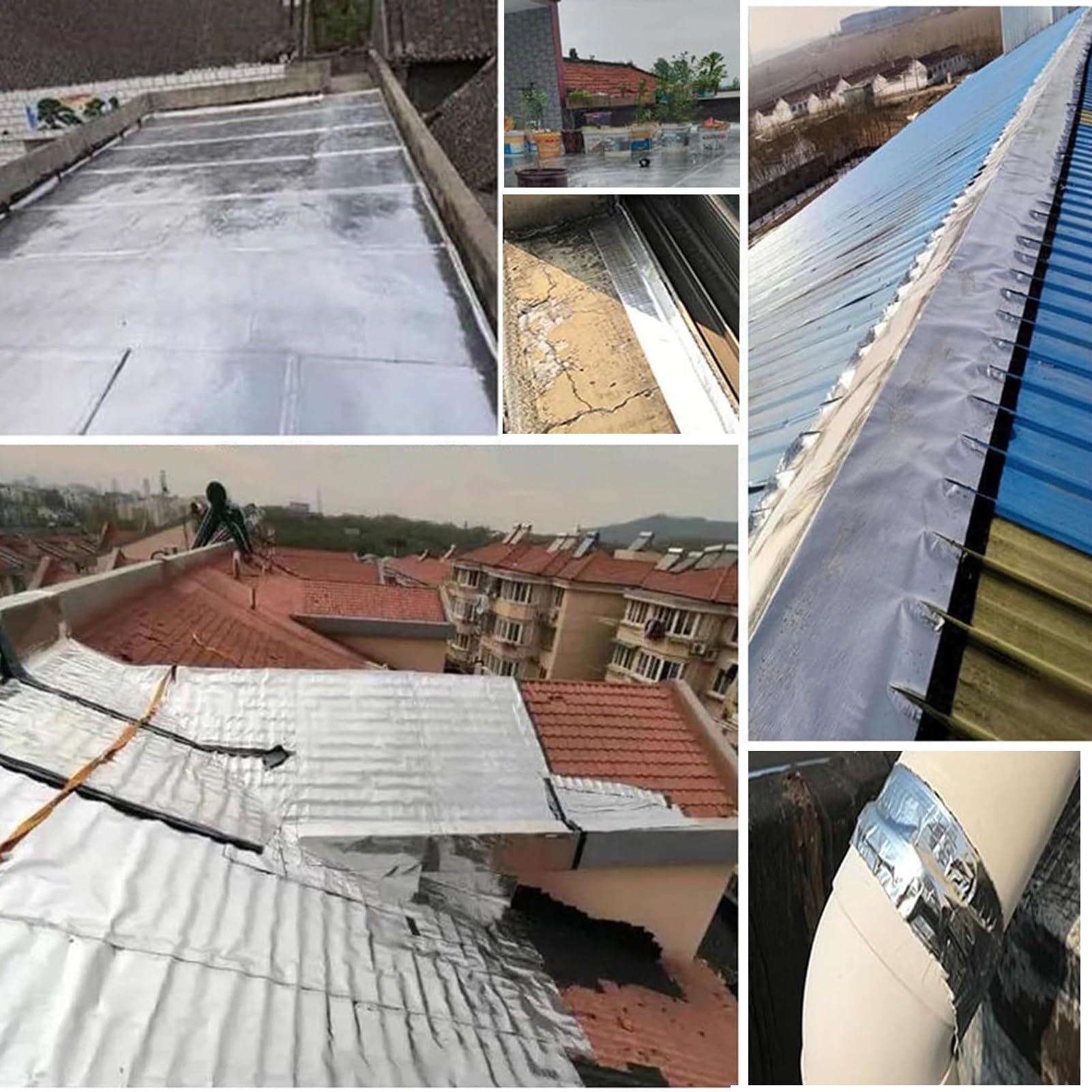 Cinta impermeable de caucho butílico, cinta selladora reforzada para techos, resistente a los rayos UV y a la temperatura, cinta autoadhesiva a prueba de fugas(W0.2MXL5M)