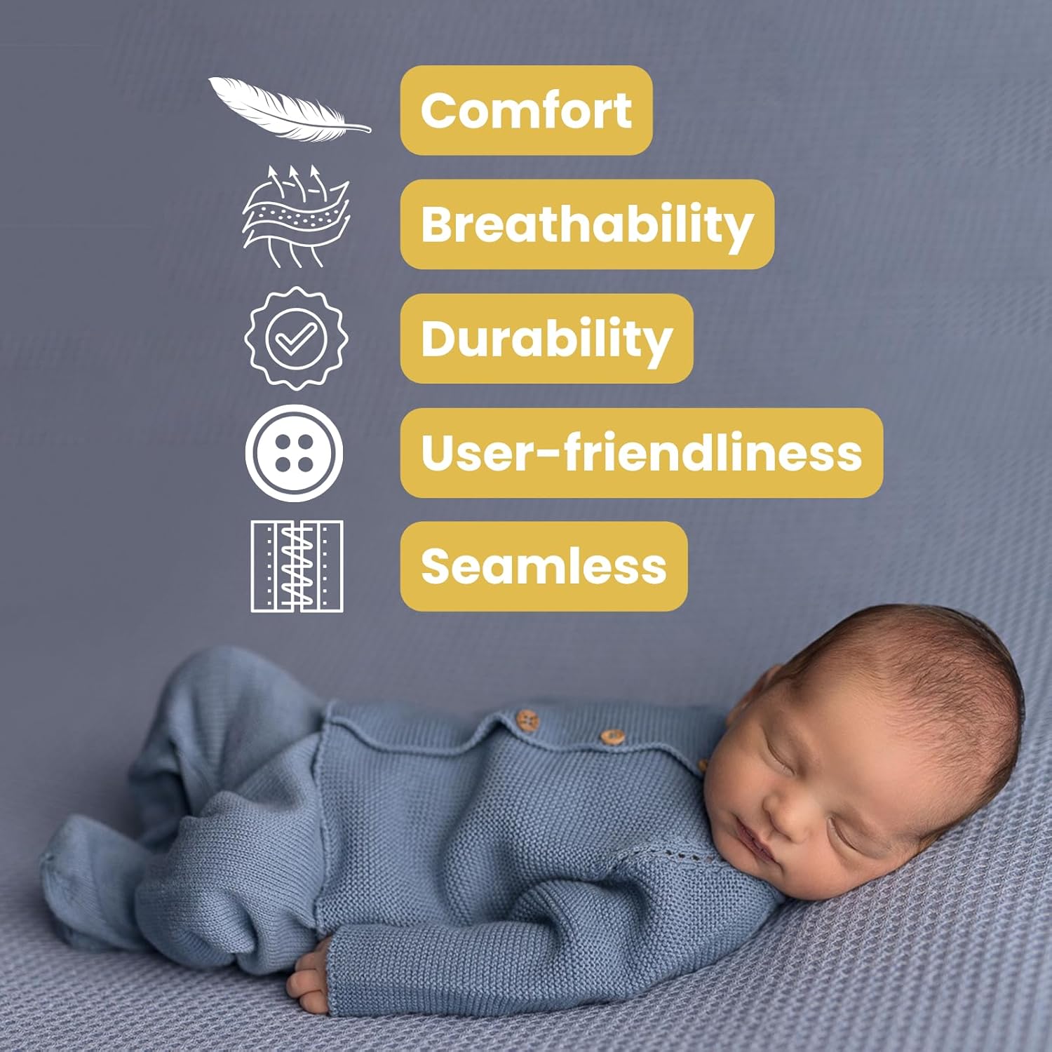 Newborn Girl Boy Clothes, 100% Organic Cotton, Knitted, Seamless, Soft and Breathable Baby Clothing