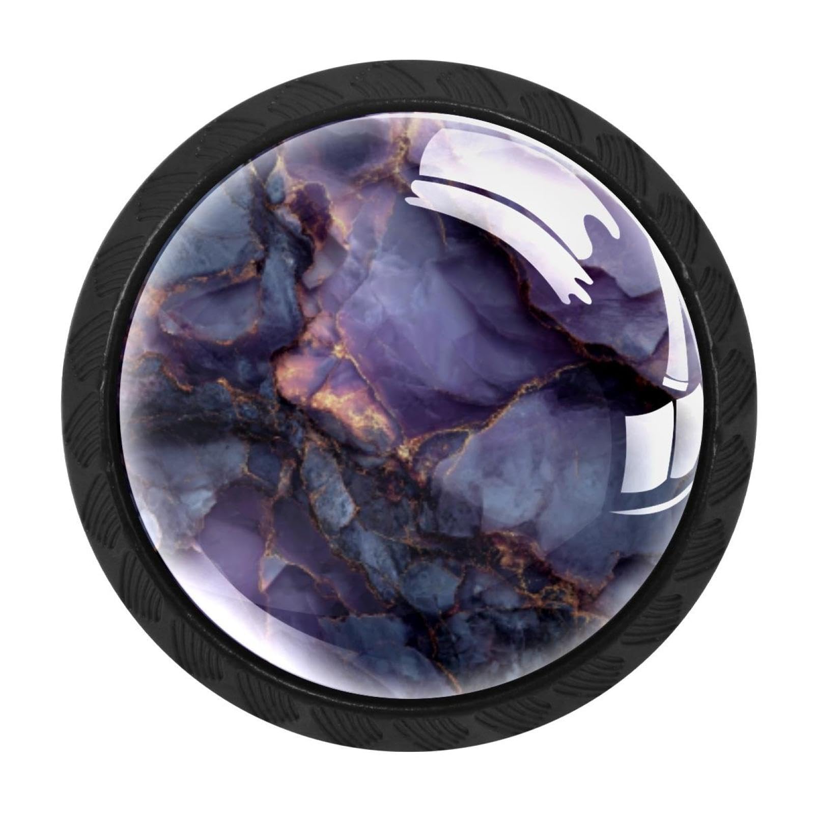 CHENZZZZ 4 Pieces Black Cabinet Pull Handle with Screws,Purple Marble (1) Kitchen Knobs, Hardware for Cupboard Drawer Dresser