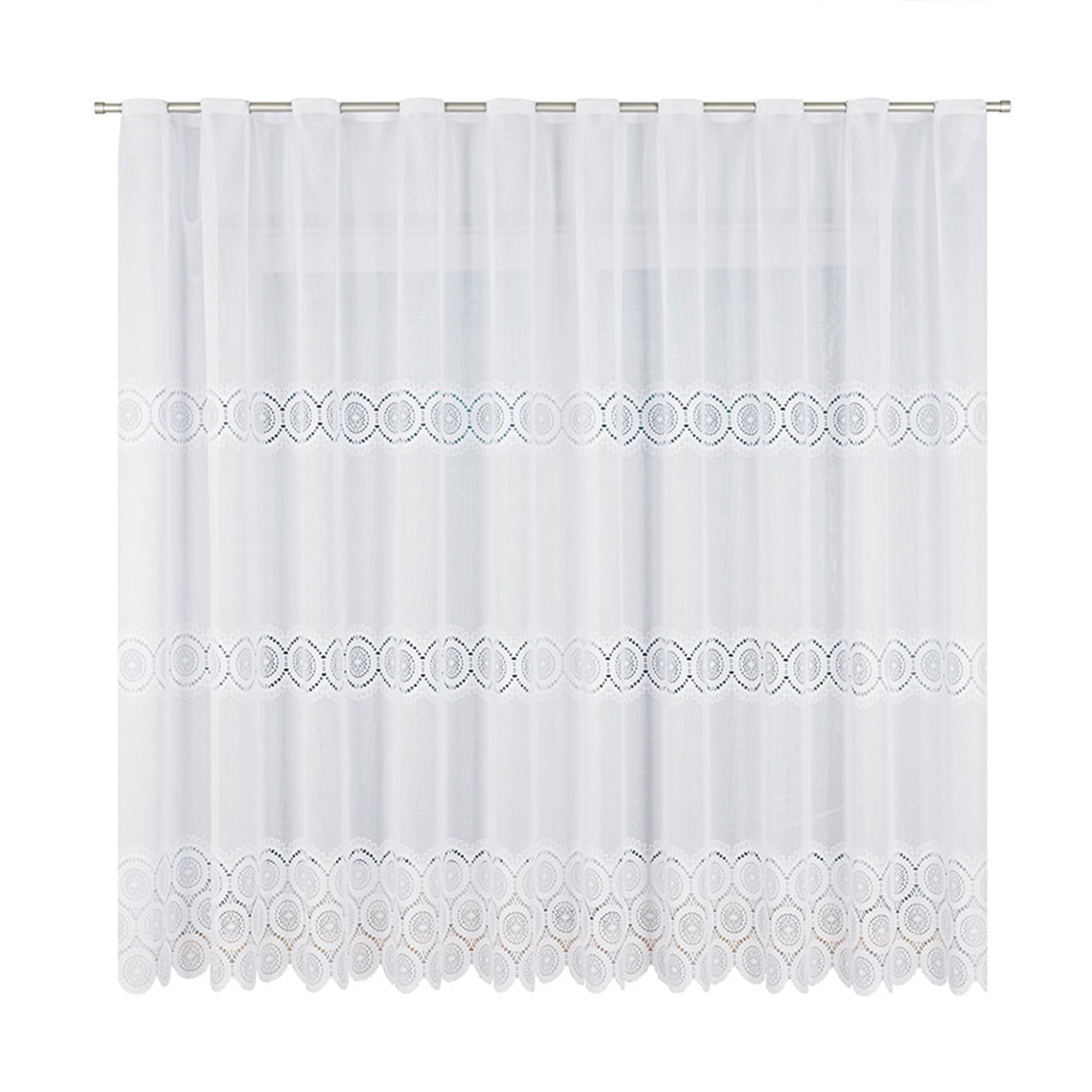 Weiß 600x160 cm (BxH) Merwal Kurz Jacquard Gardinen mit Ösen Fertig zum Aufhängen Scheibengardine Wohnzimmer Vorhänge Küchengardinen Stores Gardinenschals Kurzstores