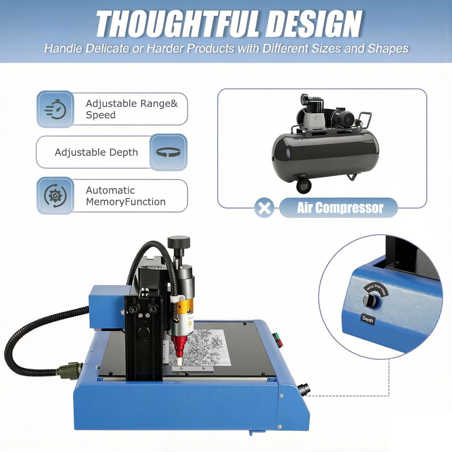 Dot Peen Machine de marquage en métal, graveur électrique 400 W pour plaques en acier, zone de gravure de 200 x 150 mm, vitesse de 5,1 cm