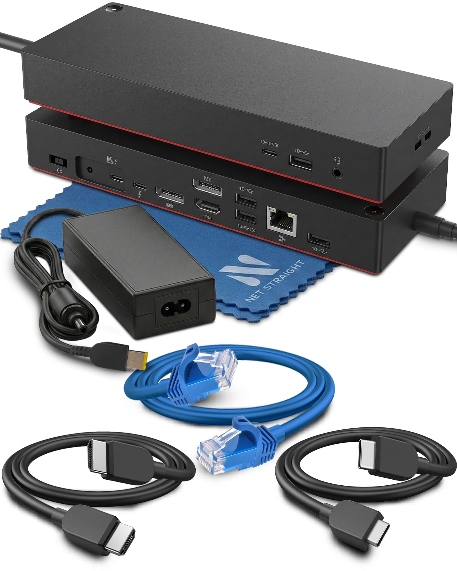 40B00135US uniwersalna stacja dokująca ThinkPad Thunderbolt 4 - zasilanie 100 W, obsługa wyświetlacza 8K lub 4x4K, transfer 40 Gb/s, 11 portów, HDMI 2.1, DisplayPort 1.4, stacja dokująca USB-C
