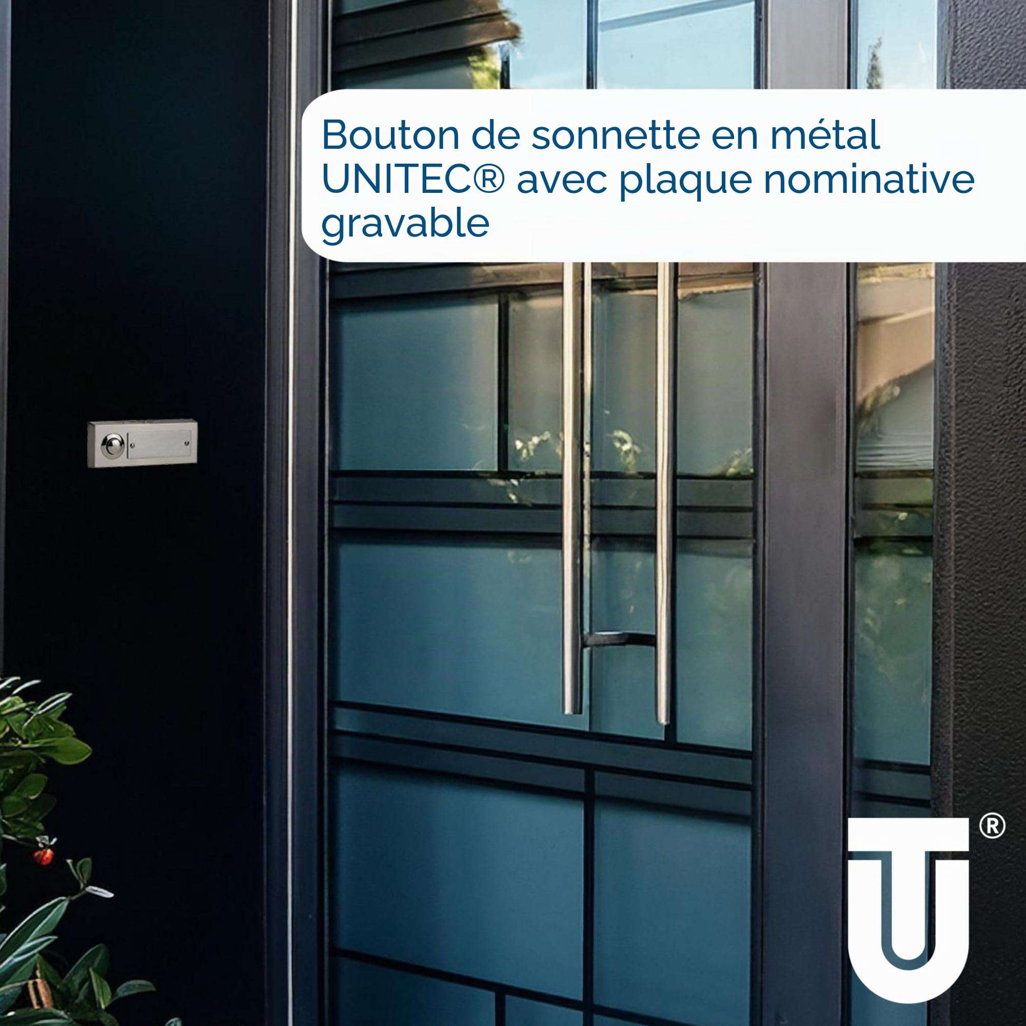 Unitec 41104 Bouton de sonnette simple en inox pour montage apparent