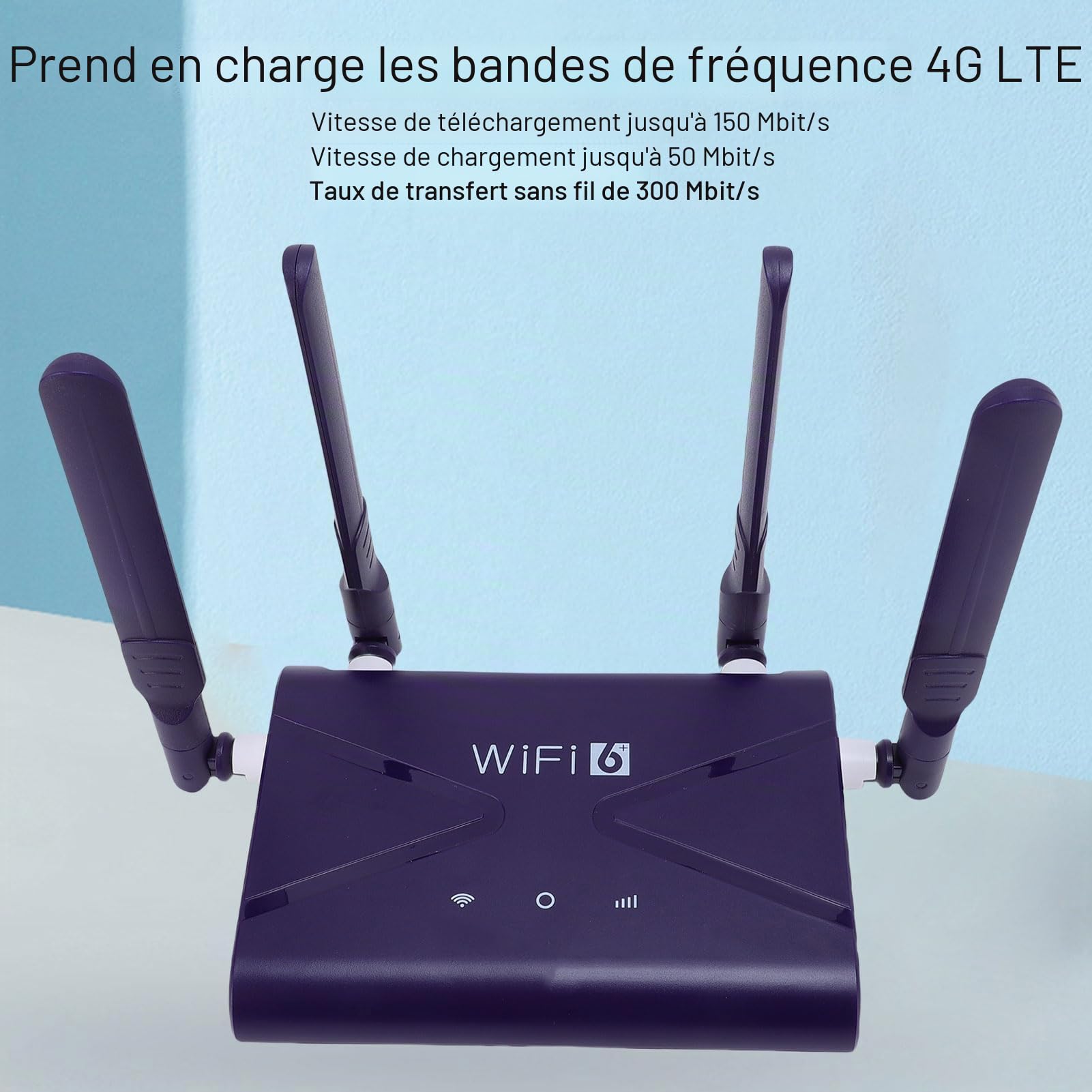 Jectse Routeur WiFi 6, 4G CPE LTE 300 Mbps, 802.11b G N, Routeur sans Fil avec Fente de Carte SIM, 4 Antennes, Prend en Charge jusqu'à 32 Appareils, Une Configuration Facile