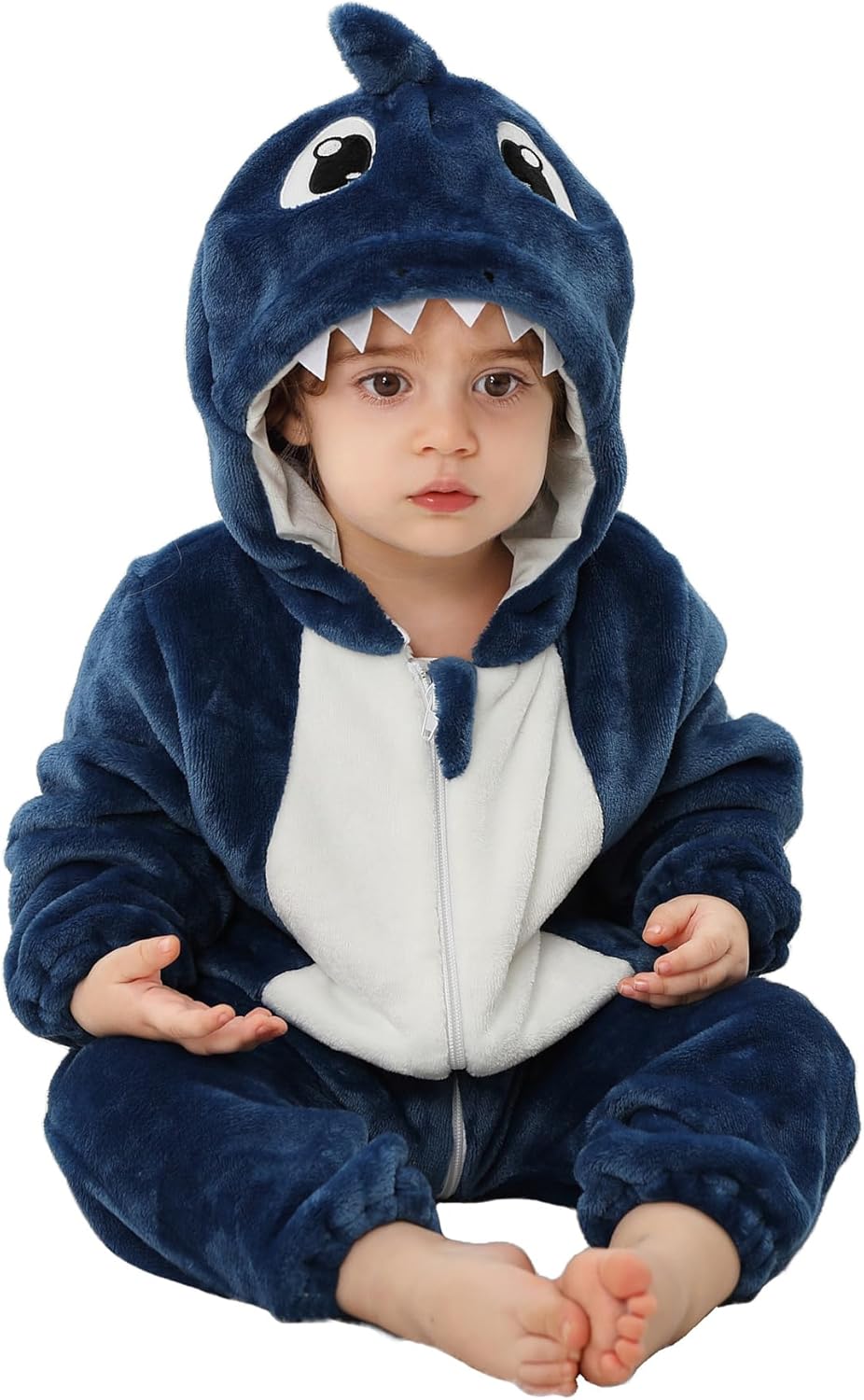 Toddler Halloween Christmas Outfits Unisex Baby Animal Costume Romper Infant's Zip Up Hooded Costume Cosplay Jumpsuit