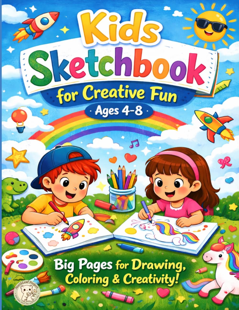 Kids Sketchbook for Creative Fun: Big Pages for Drawing, Coloring & Creativity!