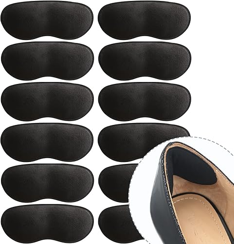 6 pares de empuñaduras de talón de microgamuza súper cómodas, forros de talón autoadhesivos para zapatos grandes, zapatos sueltos y alivio del dolor