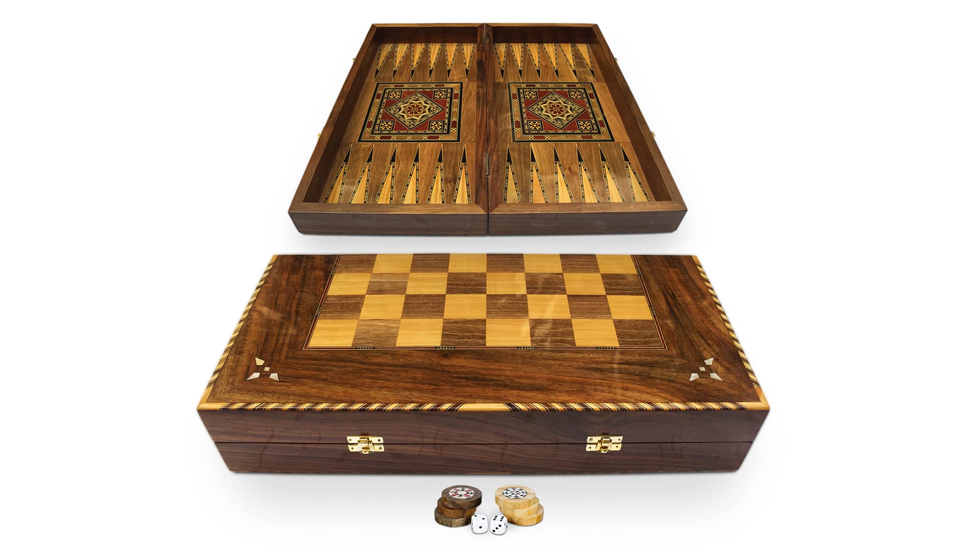 Elessar Nuovo 50 x 50 cm legno backgammon/gioco di scacchi/DAMA Board K 6-1-50 con 30 pietre backgammon in legno