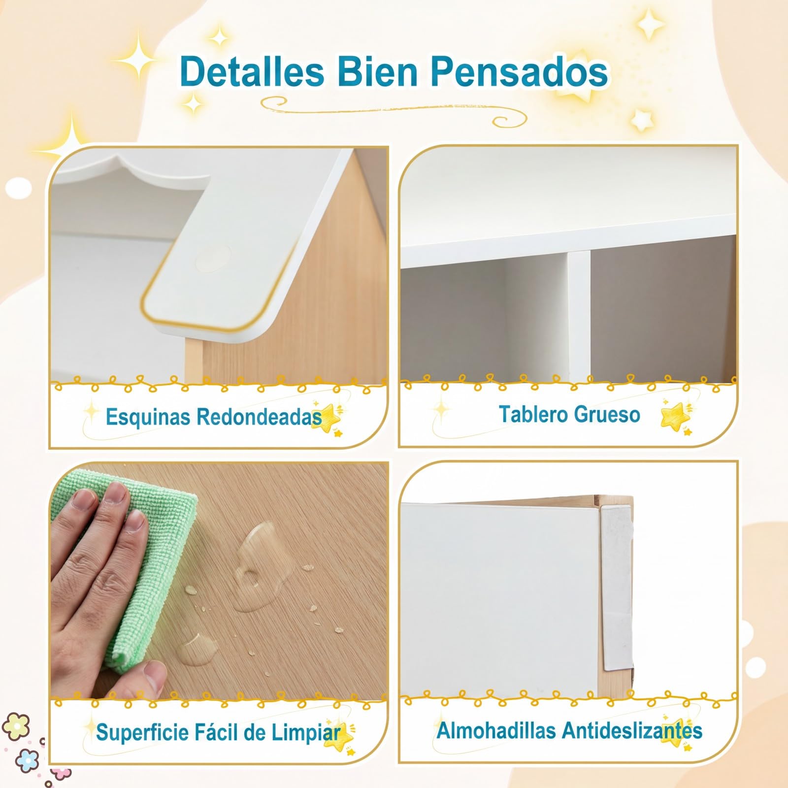 COSTWAY Librería Infantil de 3 Niveles, Estantería para Niños en Forma de Casa con Estantes Abiertos, Armario Organizador de Juguetes de Madera para Sala de Juegos Habitación Infantil Guardería