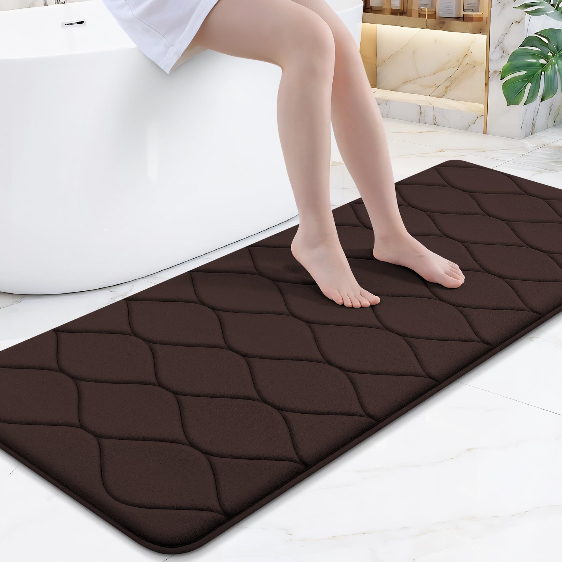 Smiry Memory Foam Bath Mat 59x24, Ultra Soft Absorbent Bathroom Rugs
