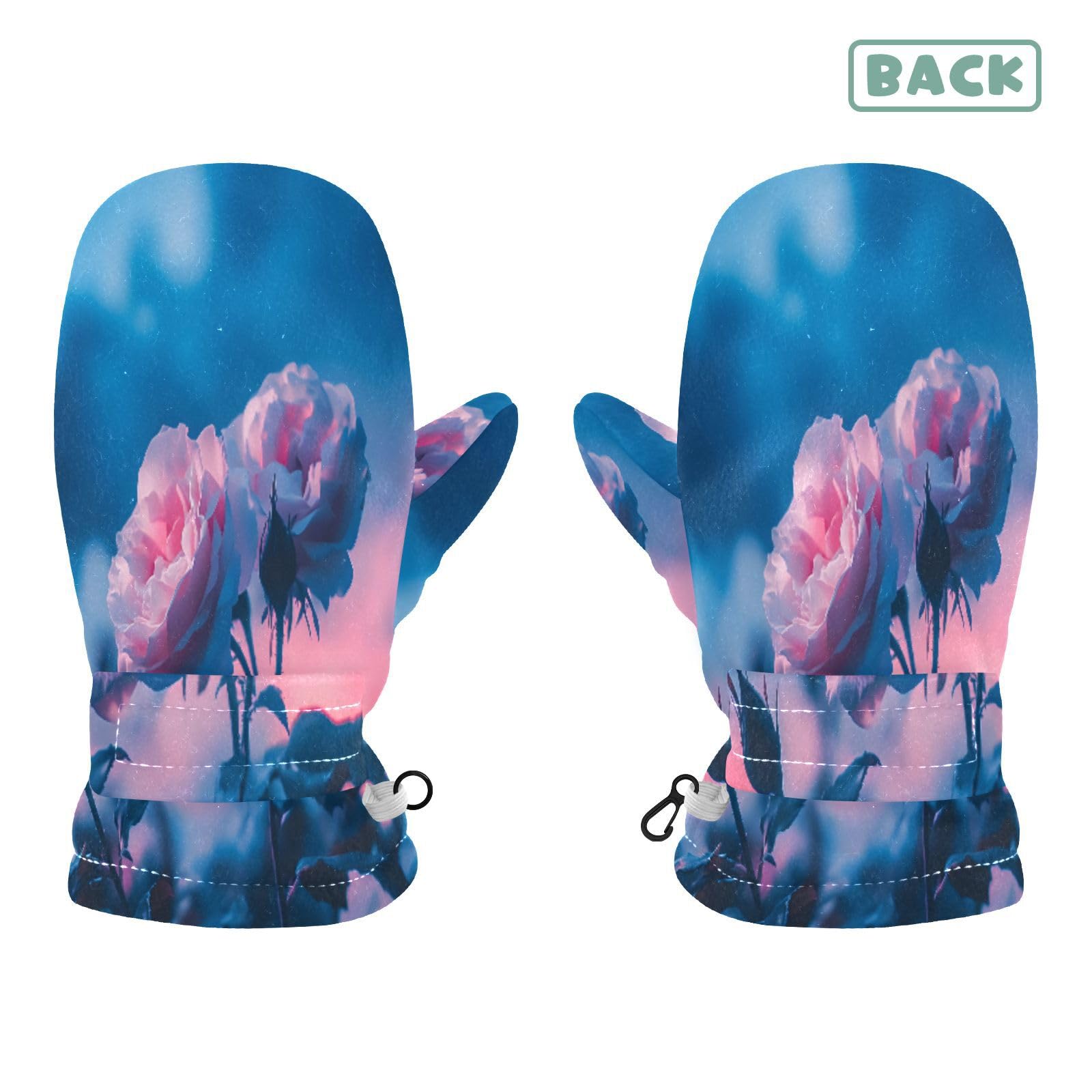 Kid's Winter Gloves Children Warm Gloves Two Flowers for Boys Girl Age 4-6 Years