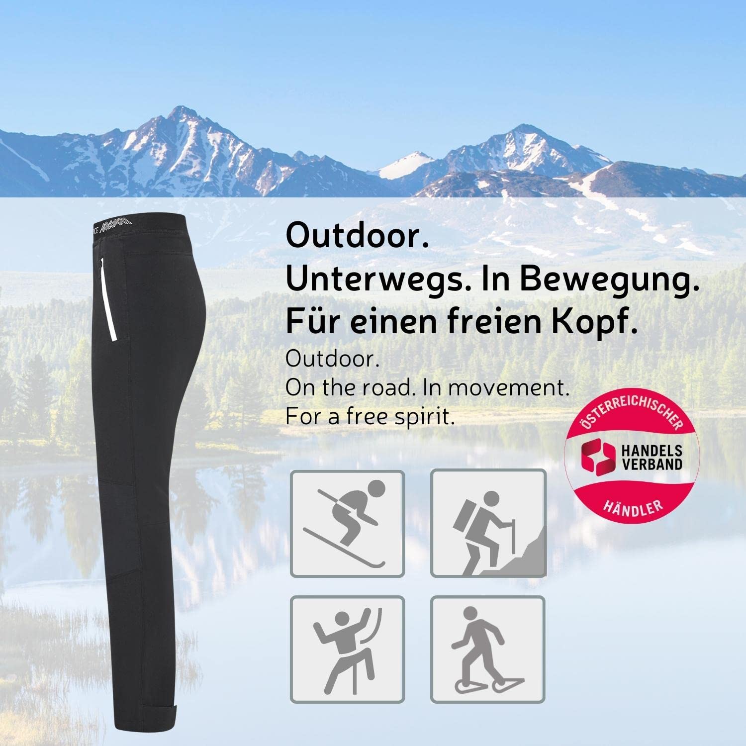 Black Crevice Damen Outdoor Hose I Hochwertige Wanderhose aus 90% Polyester & 10% Spandex I Wasserabweisende Outdoorhose Damen I Atmungsaktive Trekking-Hose Damen mit elastischem Bund