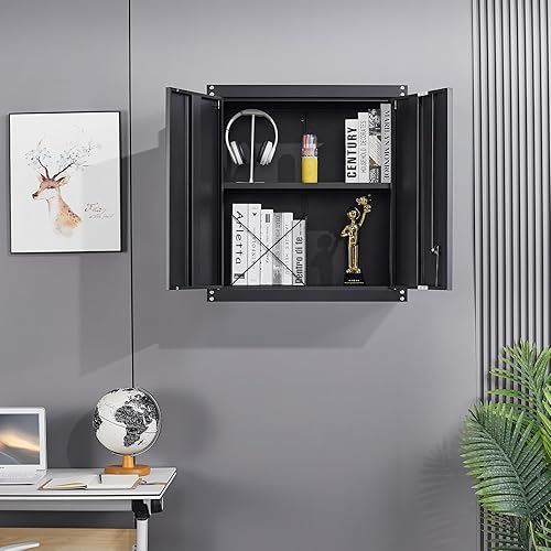 Miniatura 7 de LUCYPAL Armarios de pared de metal con estante ajustable, armario de almacenamiento montado en la pared con puertas de bloqueo, armario de