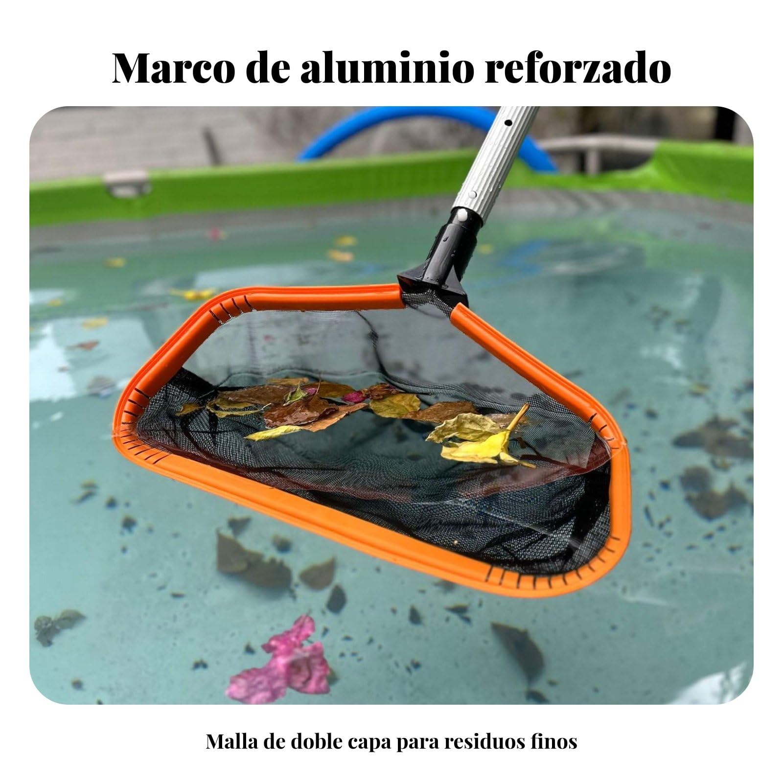 perfeclan Red de Piscina Skimmer Recogedor Limpiador con Bolsa Profunda y Malla Fina y Gruesa Marco Reforzado de Aluminio para Uso Prolongado Labio Frontal Que