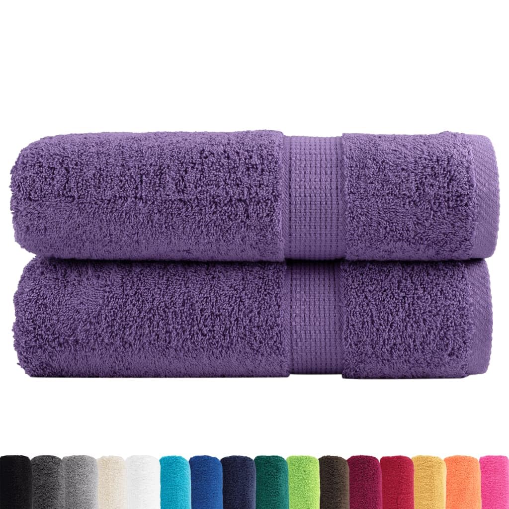 vidaXL Asciugamani Premium 2 pz Viola 50x100 cm 600 g/m² 100% Cotone, Telo da Bagno, Set di Asciugamani da Bagno, Asciugamano per albergo