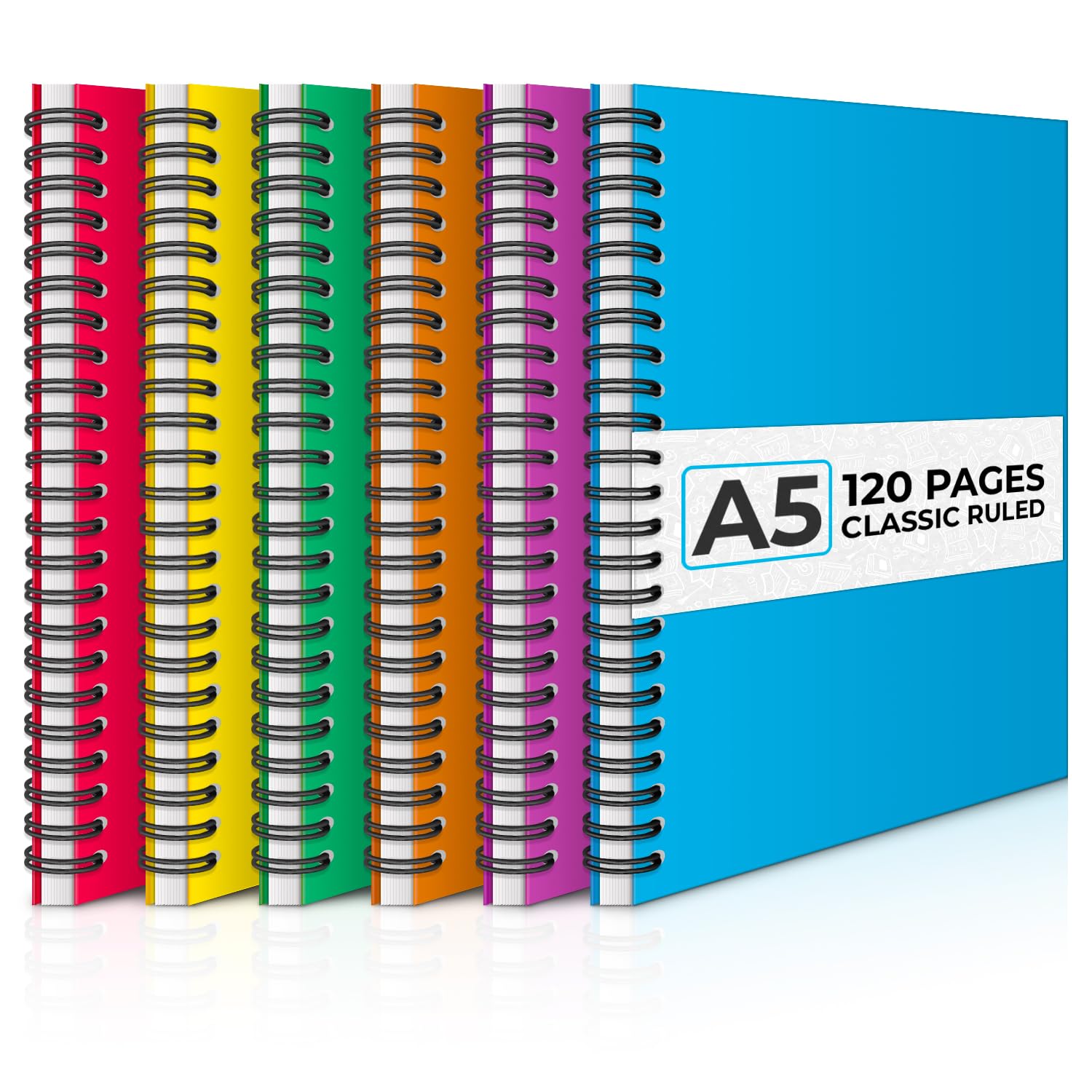 Amazon.com : Rosmonde Spiral Notebook, 6 Pack, 8.3 x 5.8, 120 Pages (60 ...