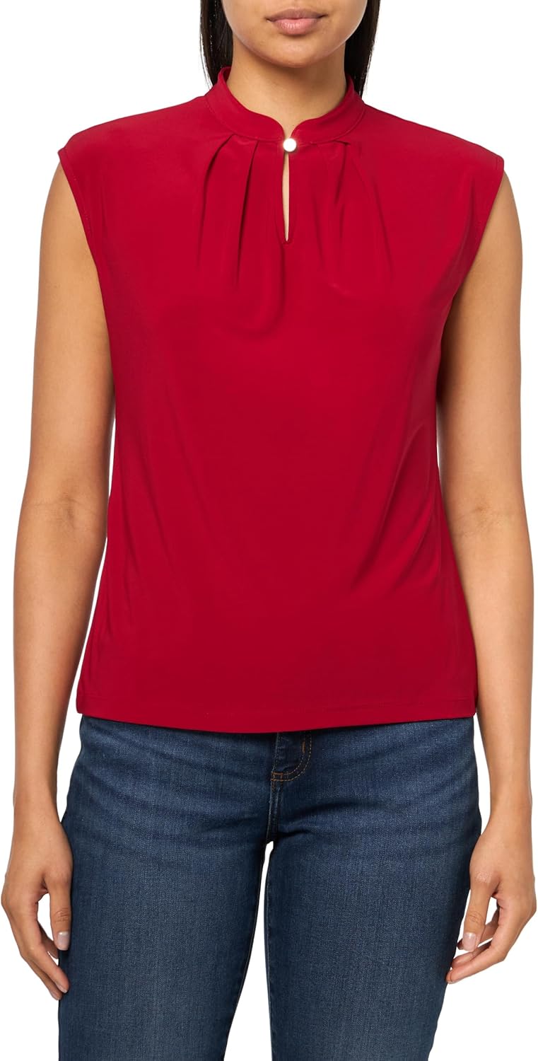 Kasper Women's Solid Ity Ext Shoulder Button Nk Top