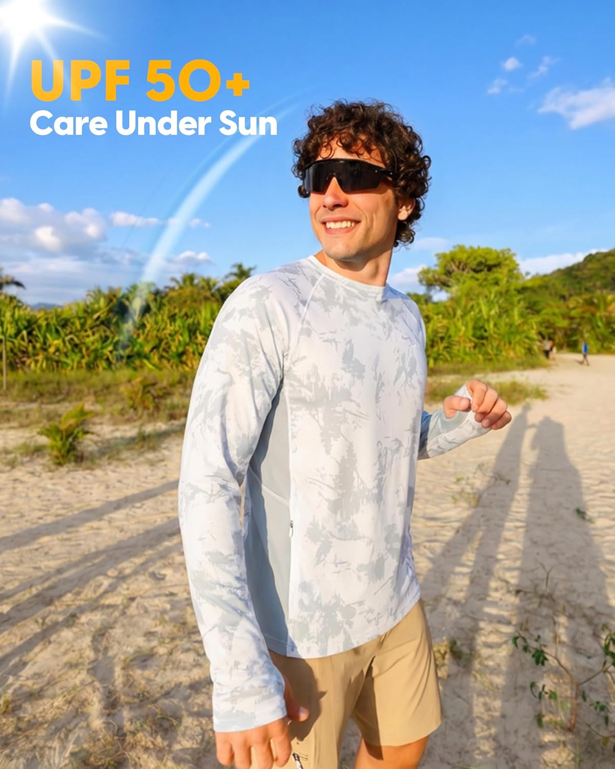 maamgic Rash Guard Shirts for Men UPF 50 Long Sleeve Men Swim Shirts Moisture Wicking & Quick-Dry for Outdoors