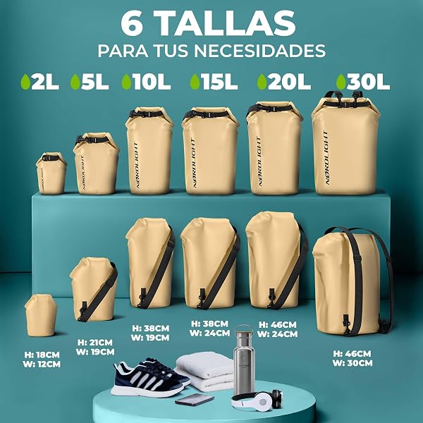 Nordlight Mochila Impermeable Roll Top 25L - Hybrid 25" | Bolsa Seca Con Compartimento Para Portátil De 15 Pulgadas, Bolsillos Exteriores E Interiores, Sistema De Transporte Acolchado - 3