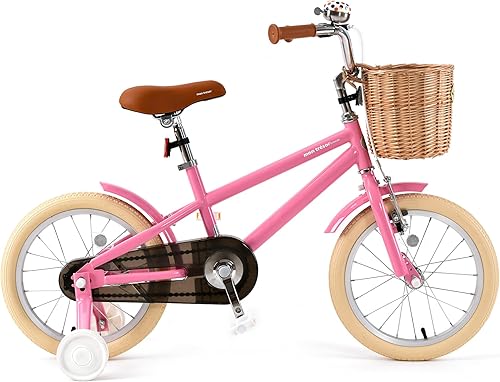 montresor Bicicleta para niños de 3 a 5 años con ruedas de entrenamiento extraíbles, campana, soporte, canasta, 16 pulgadas, regalo de cumpleaños