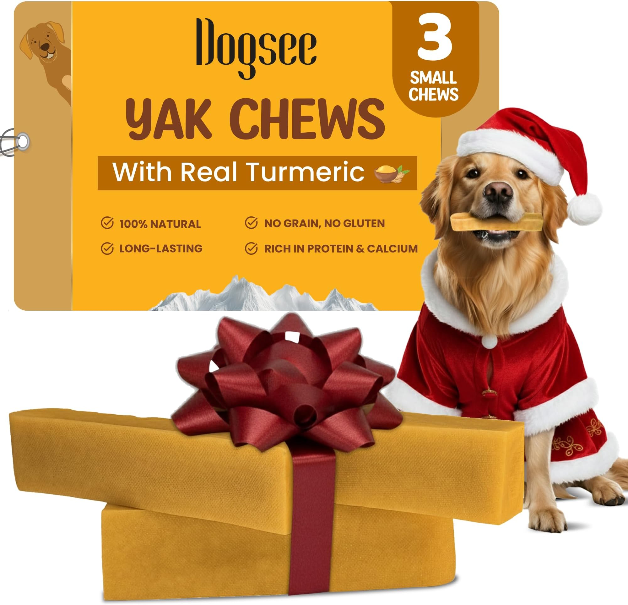 Dogsee Turmeric Small Bars: Long-Lasting Dental Chews for Small Dogs 100g