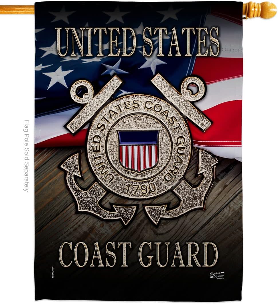 H137135-BO 28 x 40 in. US Coast Guard House Flag with Armed Forces Double-Sided Decorative Vertical Flags Decoration Banner Garden Yard Gift