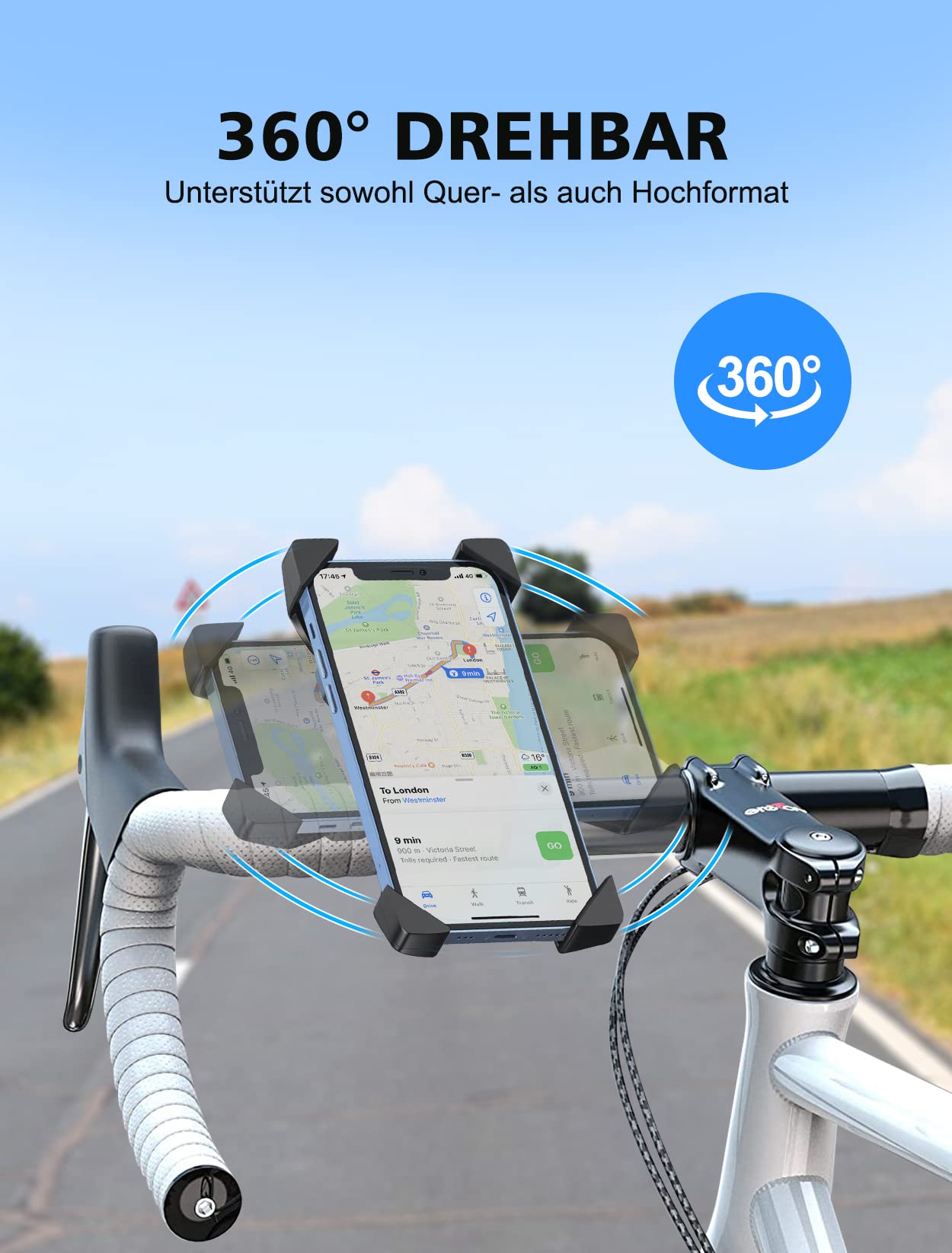 Produktbild von Mohard Handyhalterung Für Fahrrad & Motorrad - 360° Drehbar, Fällt Garantiert Nicht Runter!