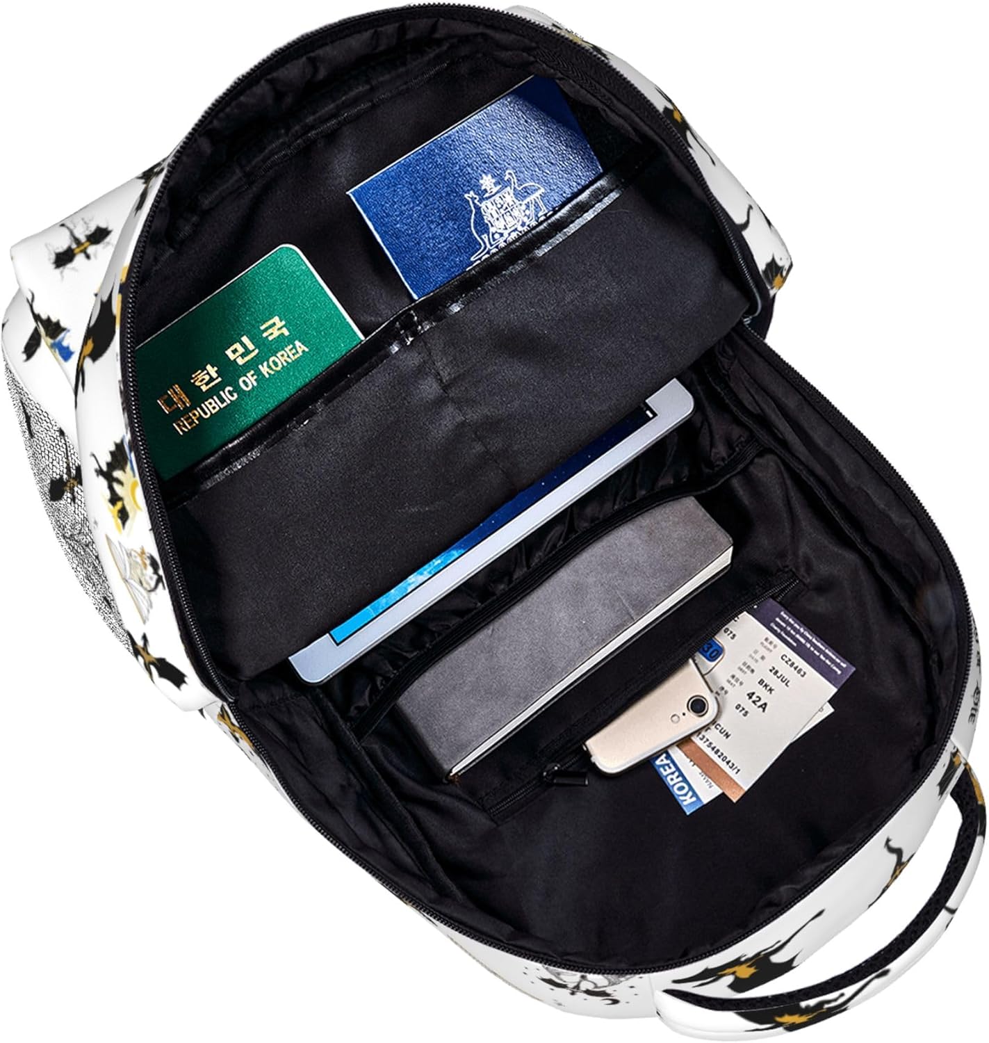 Fourth Backpack Fashion Dragon Wing Bag Casual College Bag Travel Zipper Bookbag Hiking Shoulder Daypack Gift for Book Lovers (White) - Image 4