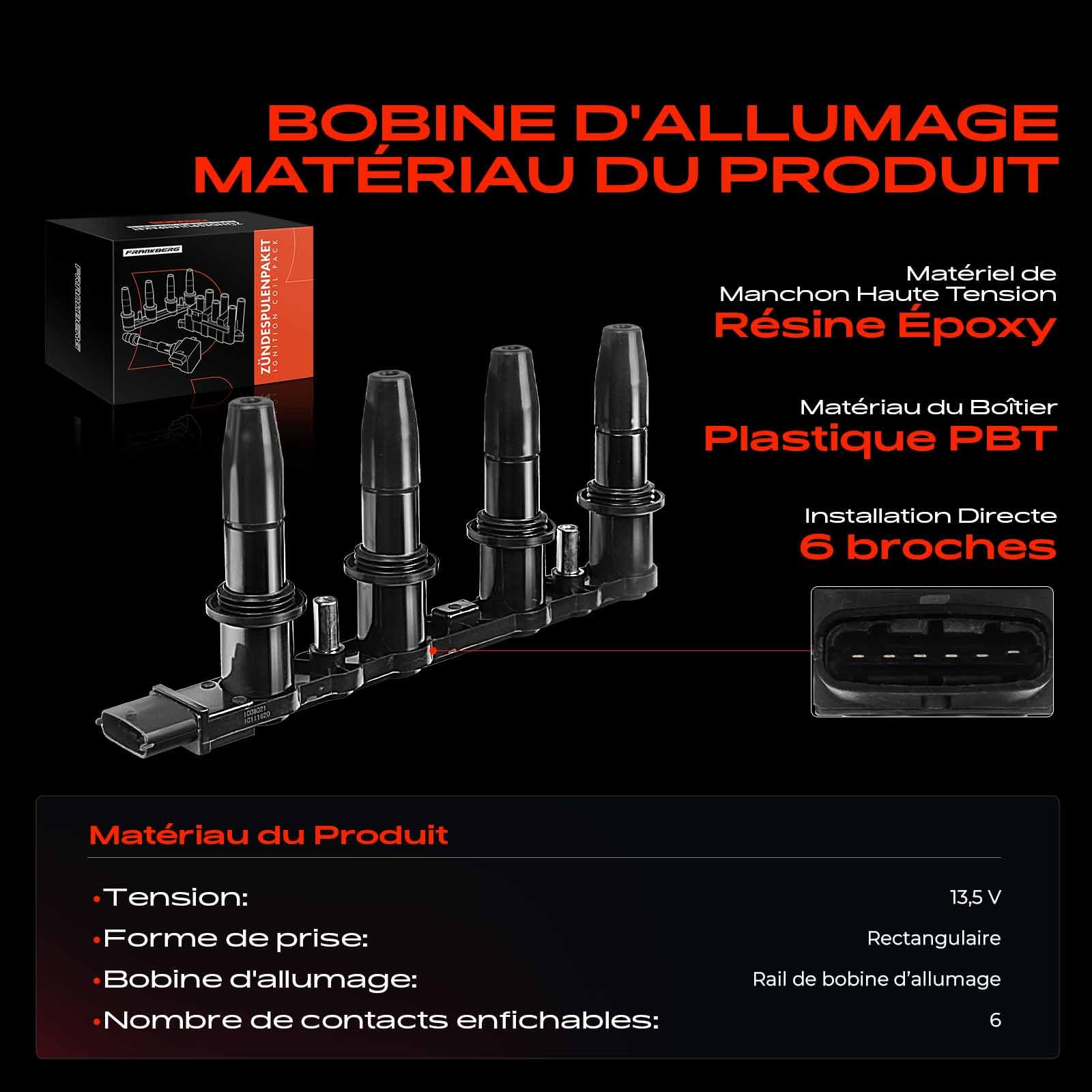 Frankberg Module d'allumage à bobine 1208021 | Compatible avec: Corsa D S07, Astra G Caravane T98, Astra H GTC A04, Astra H Twintop A04, Insignia A Sports Tourer G09