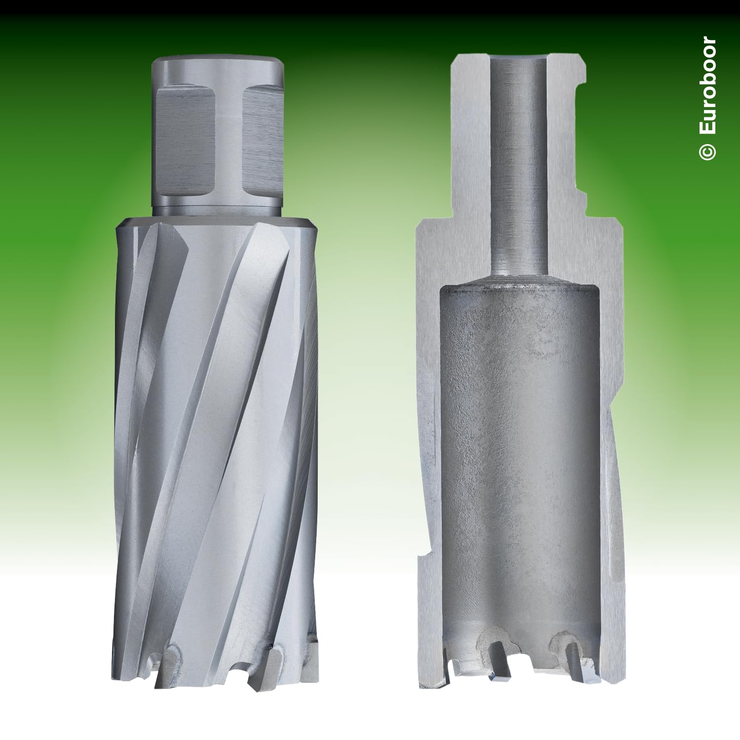 Carotteuse Euroboor HMLU.300 TCT 55 mm pour Acier HARDOX, Inox et Rails - Évacuation Optimale des Copeaux, Risque de Cassure Minimisé, Idéale pour matériaux durs, offre une grande durabilité