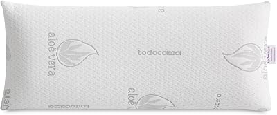 Todocama Almohada Viscoelástica Aloe Vera, Núcleo Compacto Viscoelástico para Cervicales y Cuello, Firmeza Media-Alta, Doble Funda con Cremallera (90 cm).