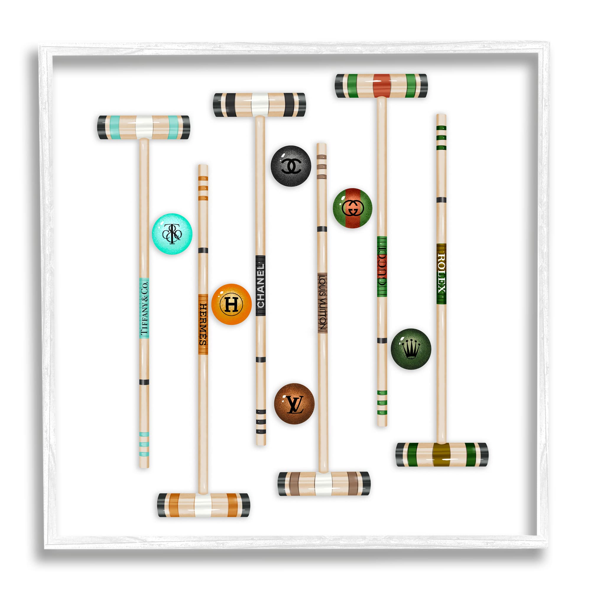 Stupell Industries Upscale Fashion Brand Croquet Sport Glam Emblem Framed Wall Art, Design by Ziwei Li