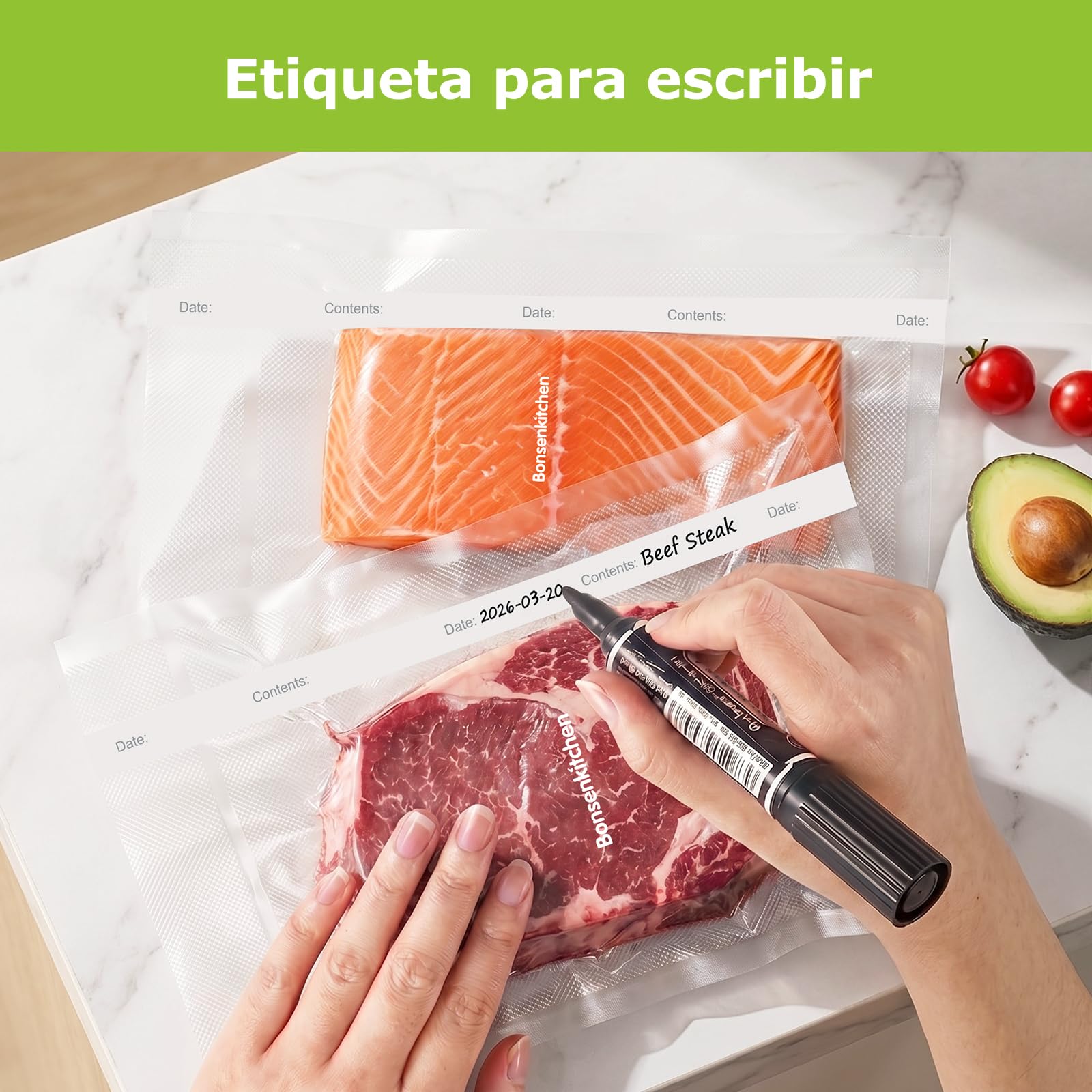 Bonsenkitchen Rollos al Vacío 28x600cm Bolsas Gofradas para Envasadora VB3207