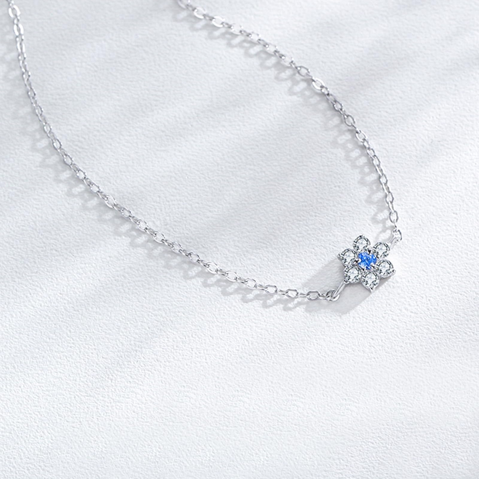 Pulsera de moda de flores para mujer con aguamarina y diamantes de laboratorio, pulsera de flores para mujer,