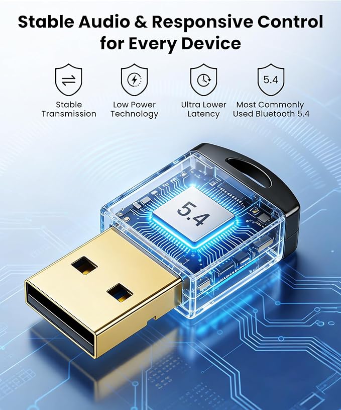 Adaptador USB Bluetooth 5.4 para PC, sin controladores miniatura 2