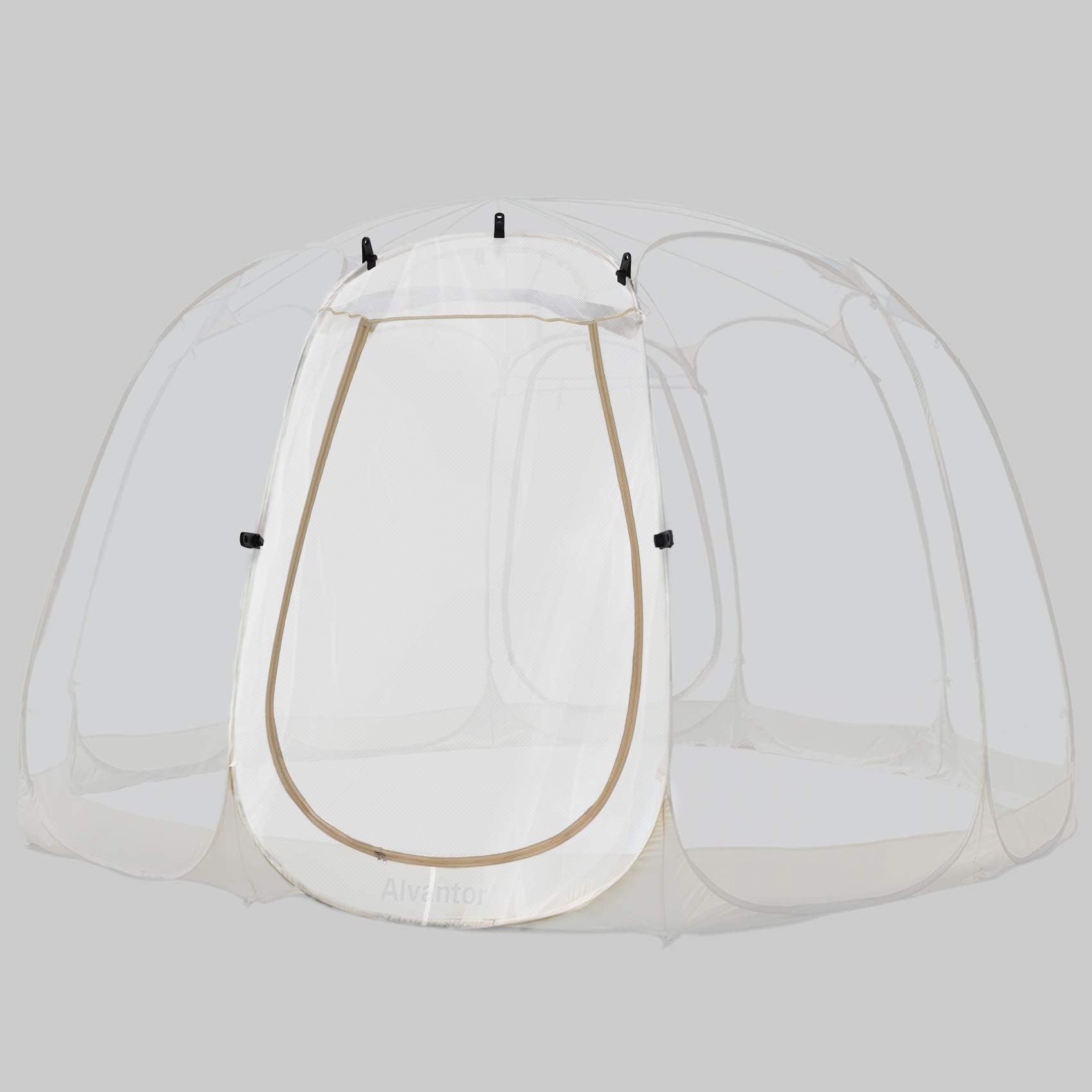 Alvantor Pop Up Bubble Tent - 6’ x 6’ Instant Igloo Tent - 2-3 Person Screen House for Patios - Large Oversize Weather Proof Pod - Cold Protection Camping Tent - Beige