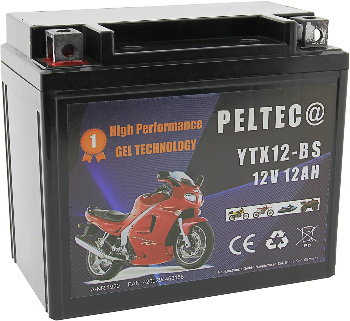 LP BATTERIES Gel Batterie 12V 12AH - Kompatibel Mit Motorrad, Roller, Quad