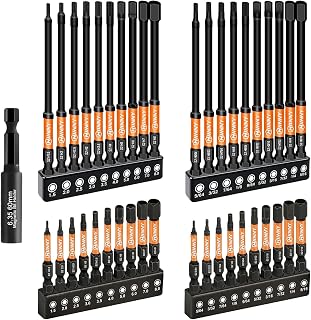 Impact Allen Wrench Drill Bit Set,41PCS 2"&4" Long Hex Bit Set(Metric & SAE), 1/4" Hex-Shank S2 Steel,Impact Driver Bit 