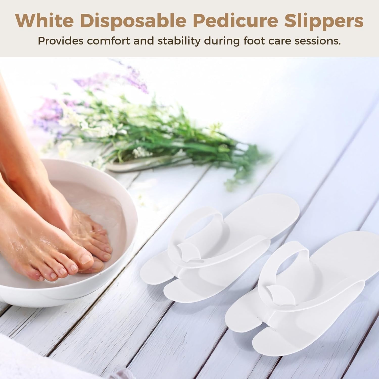 100Pairs Disposable Pedicure Flip Flops Slippers Bulk,White EVA Flip-Flops Kit,SPA Pedicure Slippers for Adult,Lightweight and Easy to Wear,Ideal for Nail Salons,Hotels,Travel,Home,Party