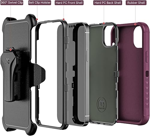 Miniatura 6 de MYBAT PRO Maverick Series - Funda a prueba de golpes, para iPhone 14 Pro Max, con funda de clip para cinturón y vidrio templado, 6.7 pulgadas,