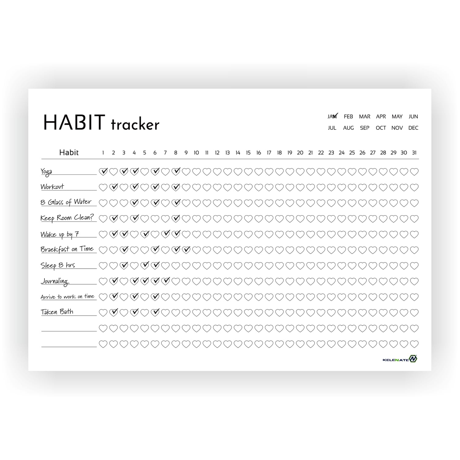 Kelenate® (Rectangle) Habit Tracker Calendar - Inspirational Habit Journal - 12 Sheets Daily Habit Tracker Journal and Goal Board - Motivational Goal Journal - Great Tool For Productivity And Workout (Design-14)-picture-43