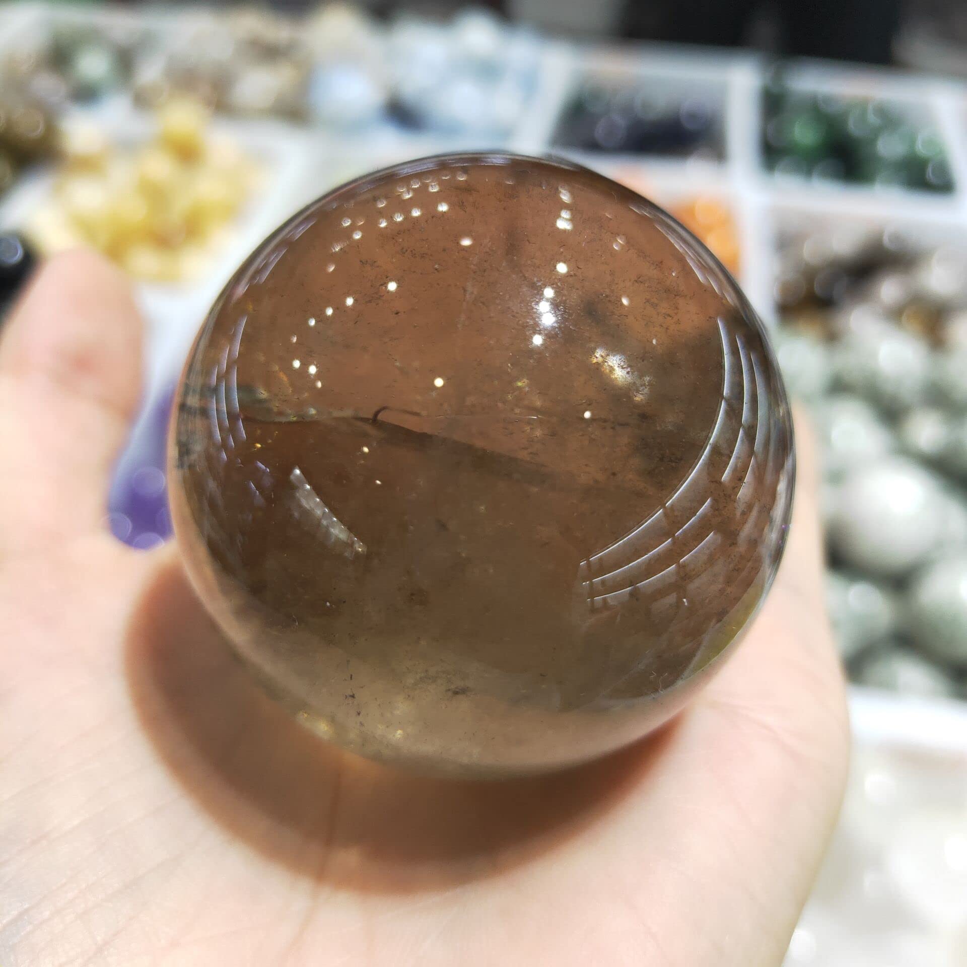 Boule de cristal fauve de qualité supérieure, pierre gemme polie à la main