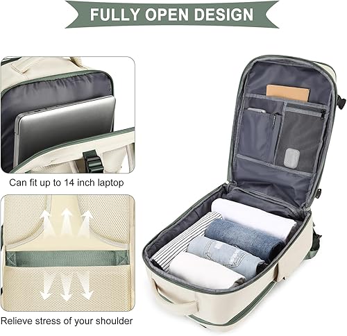 Miniatura 7 de coowoz - Mochila de viaje grande para mujeres y hombres, morral impermeable para exteriores, deportes y senderismo, blanco, verde, Mochilas de viaje